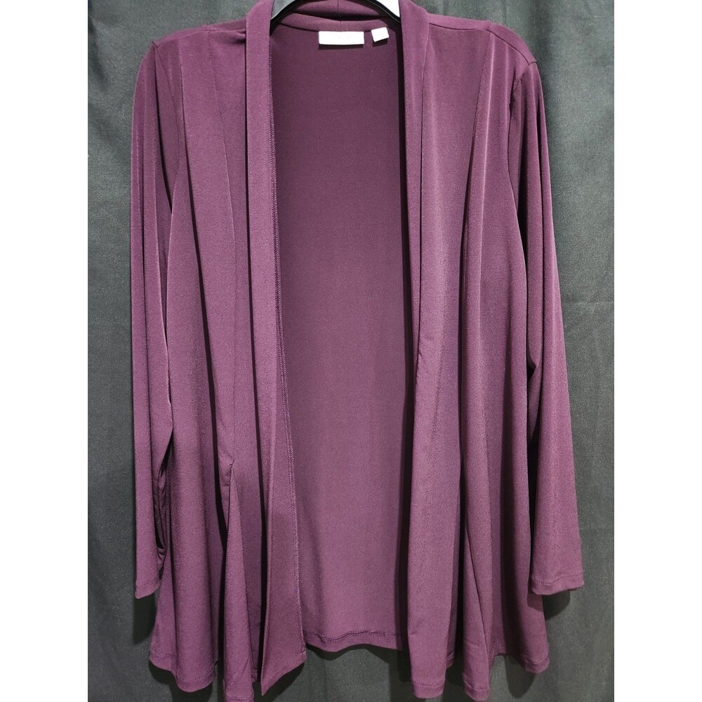 Susan Graver Premier Size Large Liquid Knit Cardigan Long Sleeves Purple